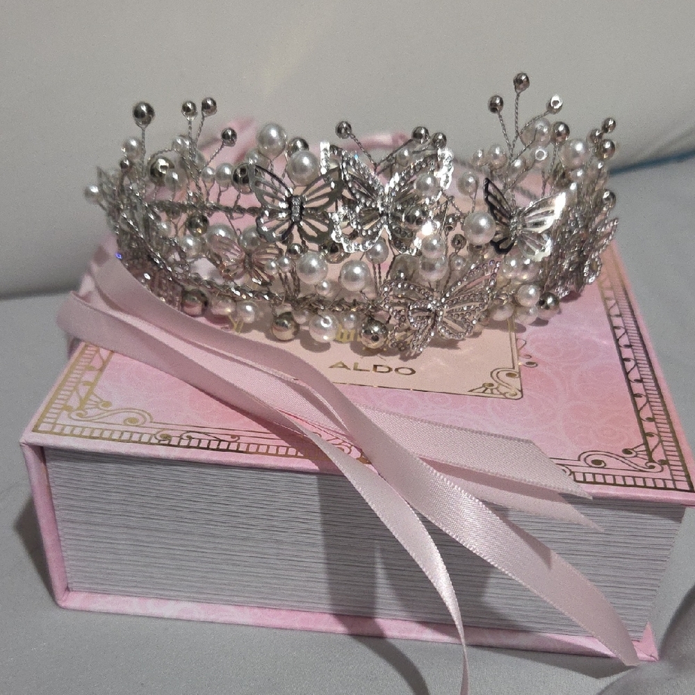 Aldo Silver Butterfly Pearl Tiara